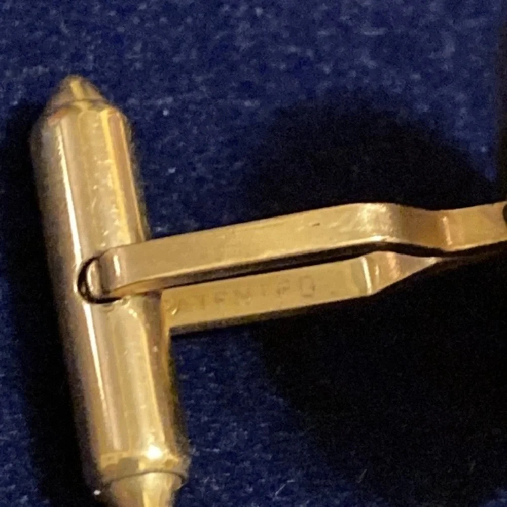 Vintage Krementz patented fishing lure under domed lucite cuff links